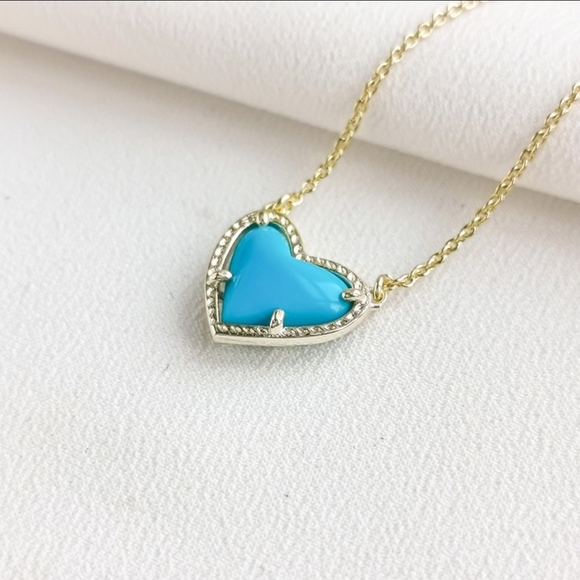 Kendra Scott Jewelry - Kendra Scott Ari Gold Heart Pendant Necklace with Turquoise Accent New